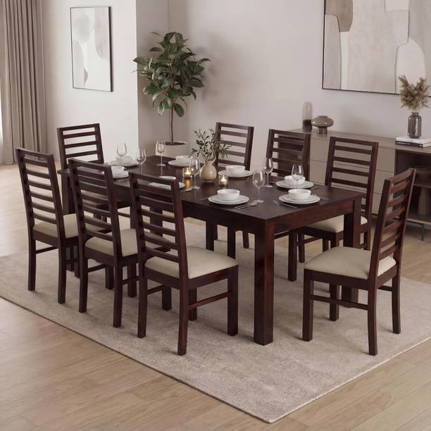 SONA ART & CRAFTS Luxe Solid Sheesham Wood Dining Table Set with 8 Cushion Chairs Solid Wood 8 Seater Dining Set