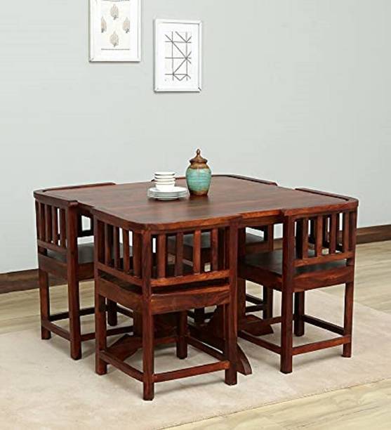 Worldwood 4 Seater Dining Table Set Without Cushioned Chairs for Dining Room Solid Wood 4 Seater Dining Set