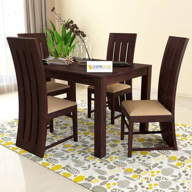 Custom Decor Solid Wood 4 Seater Dining Set