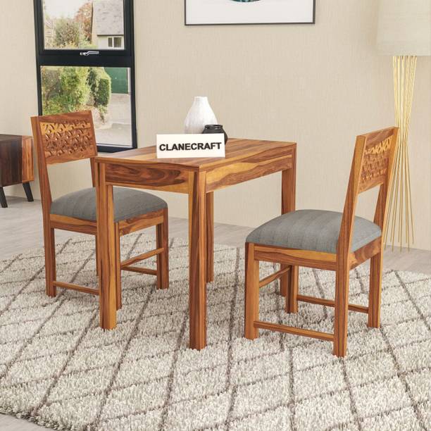 CLANECRAFT Solid Sheesham Wood Two Seater Dining Set For Dining Room/ Hotel | Solid Wood 2 Seater Dining Set