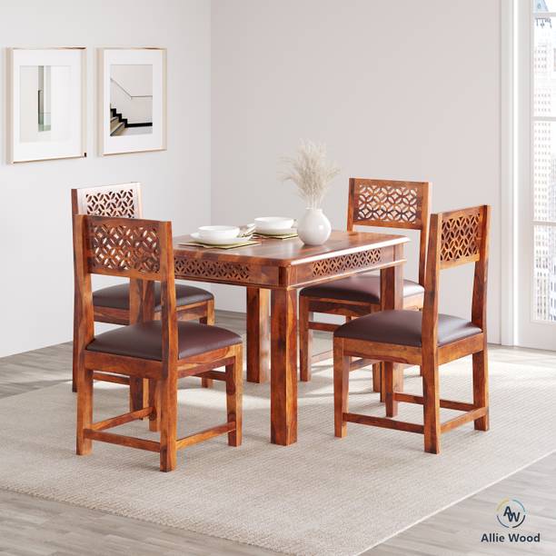 Allie Wood Rosewood (Sheesham) Solid Wood 4 Seater Dining Set