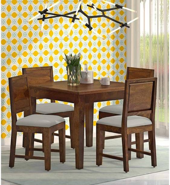 Taskwood Furniture Solid Wood Sheesham Wood 4 Seater Dining Table With 4 Chairs For Dining Room Solid Wood 4 Seater Dining Set