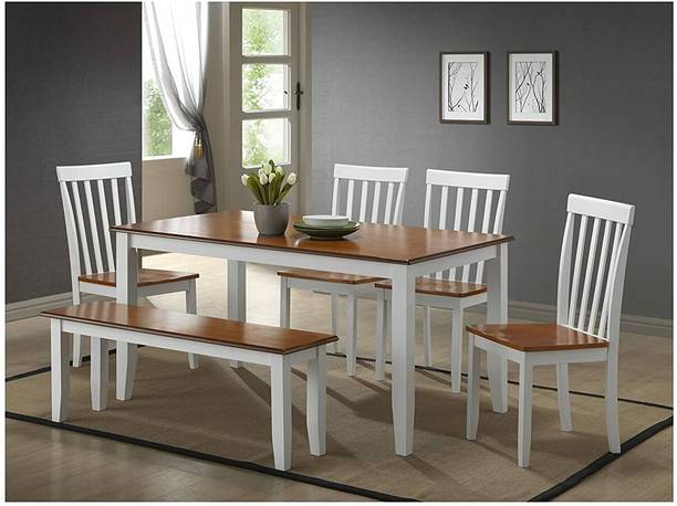 APRODZ Solid Wood 6 Seater Dining Set