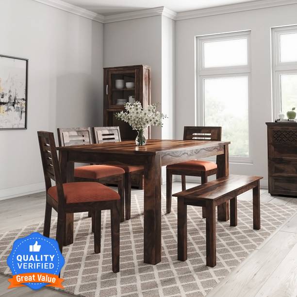 Flipkart Perfect Homes PureWood Sheesham 6 Seater Dining Set with Bench