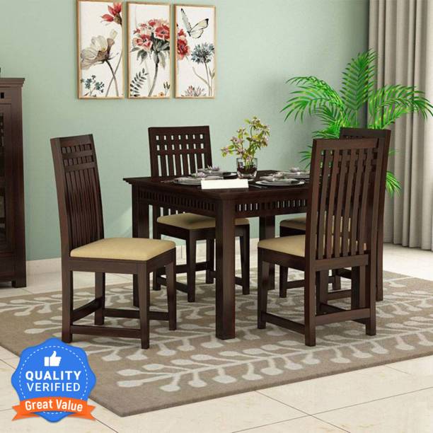 Shree Jeen Mata Enterprises Solid Wood Sheesham Wood 4 Seater Dining Table With 4 Chairs For Dining Room Solid Wood 4 Seater Dining Set