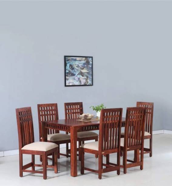 Devsignature Solid Sheesham Wood Six Seater Dining Set For Kitchen , Hotel , Restaurant Solid Wood 6 Seater Dining Set