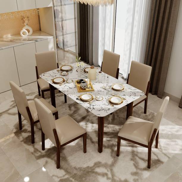 HITHOS Italiana Sheesham Wood 6 Seater Dining Room Set for Home Solid Wood 6 Seater Dining Set