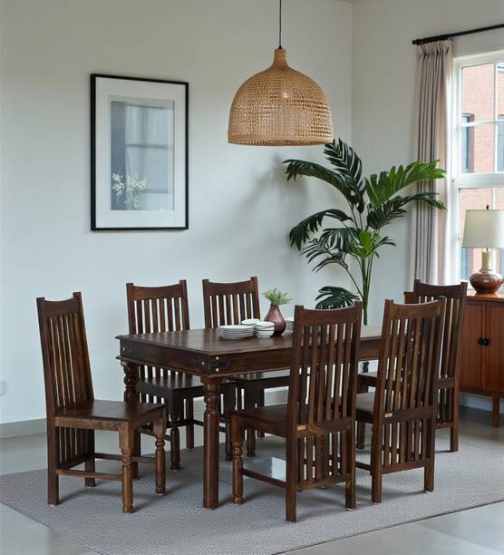 Shekhawati Home Samrita Sheesham Wood Dining Table For Home | Solid Wood 6 Seater Dining Set