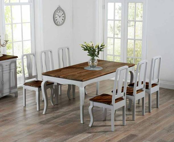 APRODZ Solid Wood 6 Seater Dining Set