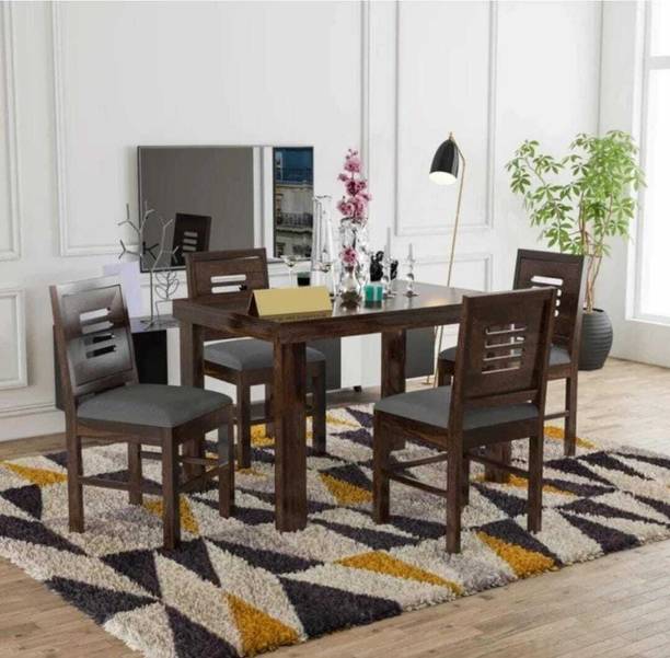 Flipkart Perfect Homes DEV ART FOUR SEATER DINING SET Solid Wood 4 Seater Dining Set