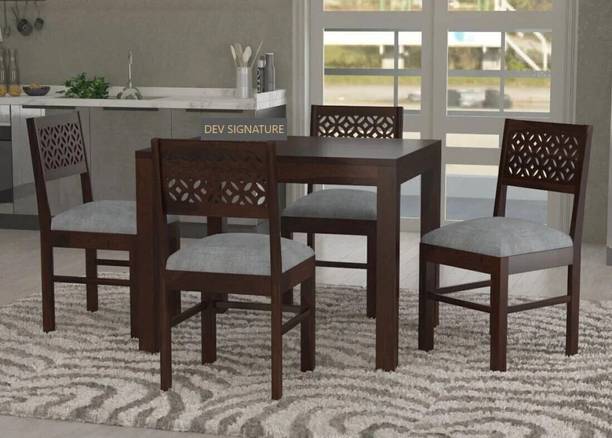 Devsignature Solid Sheesham Wood Four Seater Dining Set For Kitchen , Hotel , Restaurant Solid Wood 4 Seater Dining Set