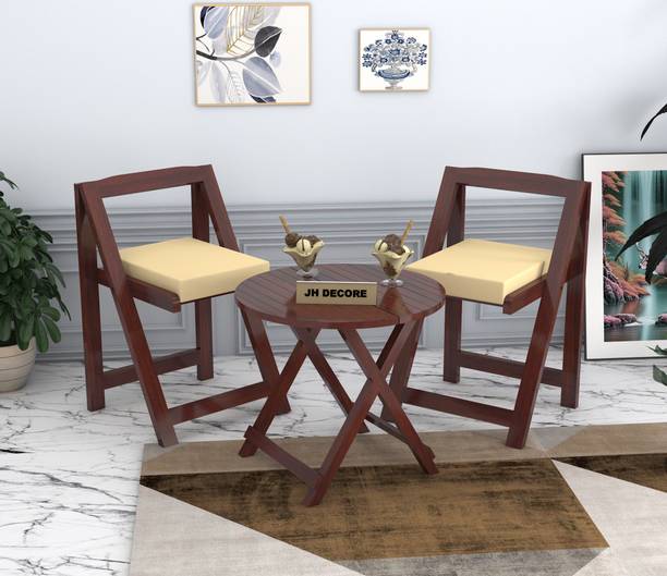 Jh Decore Solid Sheesham Wood Two Seater Folding Patio Dining Set For Outdoor/ Indoor || Solid Wood 2 Seater Dining Set