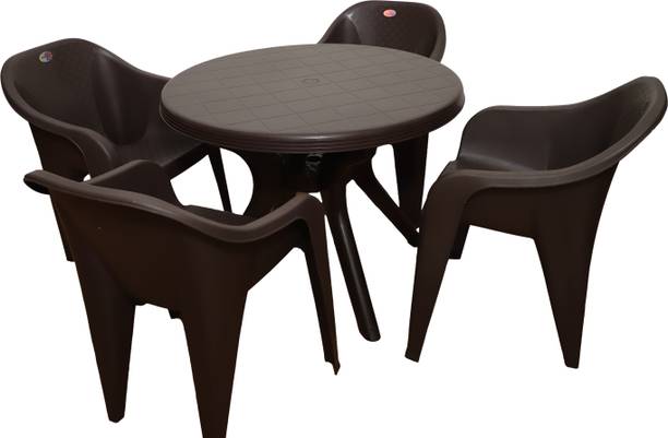 HOMIBOSS Plastic dining set for dinner, lunch, chair set for office & work, indoor outdor Plastic 4 Seater Dining Set