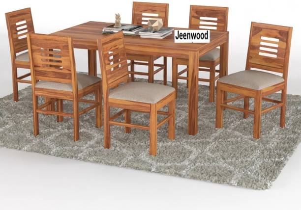 JeenWood Beautiful Dining Set In Sheesham Wood In Living Room Solid Wood 6 Seater Dining Set