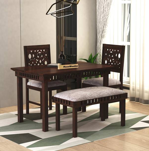 MoonWooden Sheesham Wood Dining Table Solid Wood 4 Seater Dining Set Solid Wood 4 Seater Dining Set