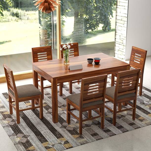 TRUE FURNITURE Shessham ( Rosewood ) Solid Wood 6 Seater Dining Set