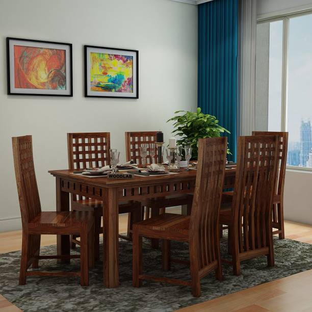 WOODENJOY Solid Sheesham Wood kuber Dining Set Solid Wood 6 Seater Dining Set