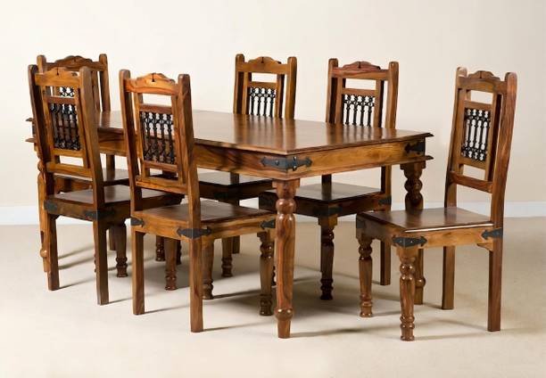 Shree Jeen Mata Enterprises Solid Wood Dining Table Set|Wooden 6 Seater Dining Set|Sheesham Wood Dining Set| Solid Wood 6 Seater Dining Set