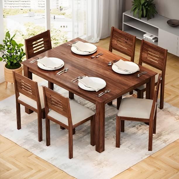 SWANGIA ARTS Solid Sheesham Wood Dining Set For Dining Room/ Hotel/ Kitchen | Solid Wood 6 Seater Dining Set