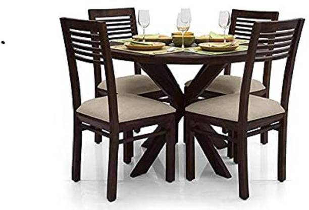 Krishna Wood Decor Solid Wood 4 Seater Dining Set