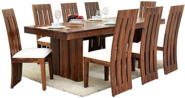 Allie Wood Rosewood (Sheesham) Solid Wood 8 Seater Dining Set