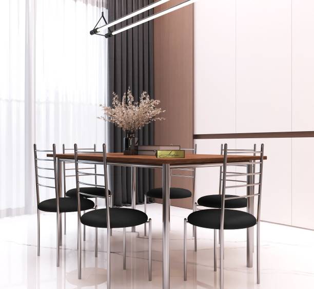 Anishwar Indoor & Outdoor Dining Room and Living Room Set Metal 6 Seater Dining Set