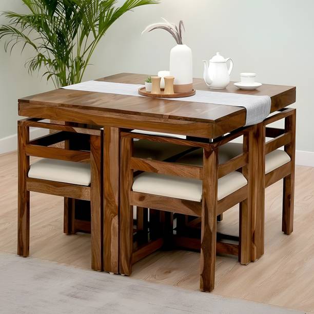 Flipkart Perfect Homes Kingston Sheesham ( Rosewood ) Solid Wood 4 Seater Dining Set