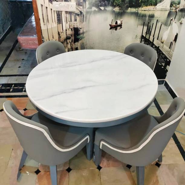 Taxzek #3decgreydin Solid Wood 4 Seater Dining Set