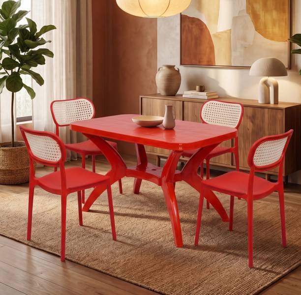 TrendyLivings Plastic 4 Seater Dining Set