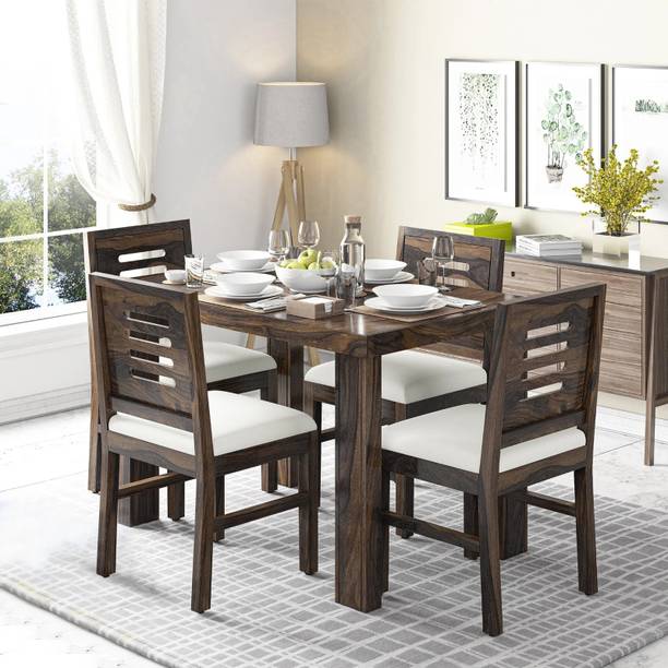 Flipkart Perfect Homes Solid Sheesham Wood 4 Seater Dining Table Set with Four Chair for Living Room Solid Wood 4 Seater Dining Set