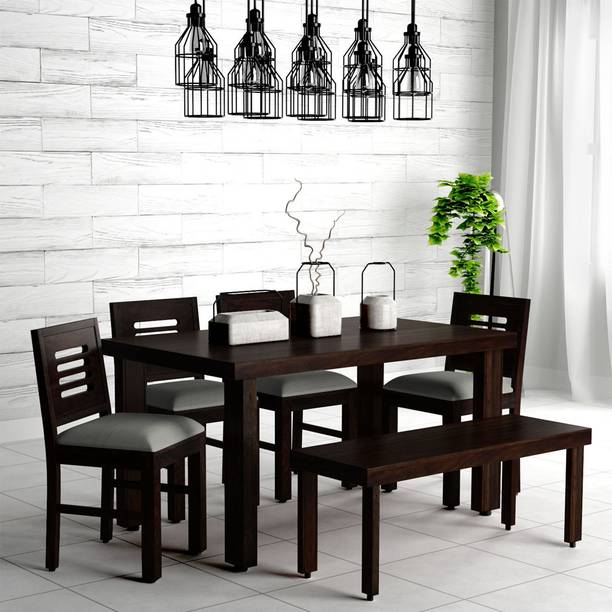 Kendalwood Furniture Premium Dining Room Furniture Wooden Dining Table with 4 Chairs & 1 Bench Solid Wood 6 Seater Dining Set