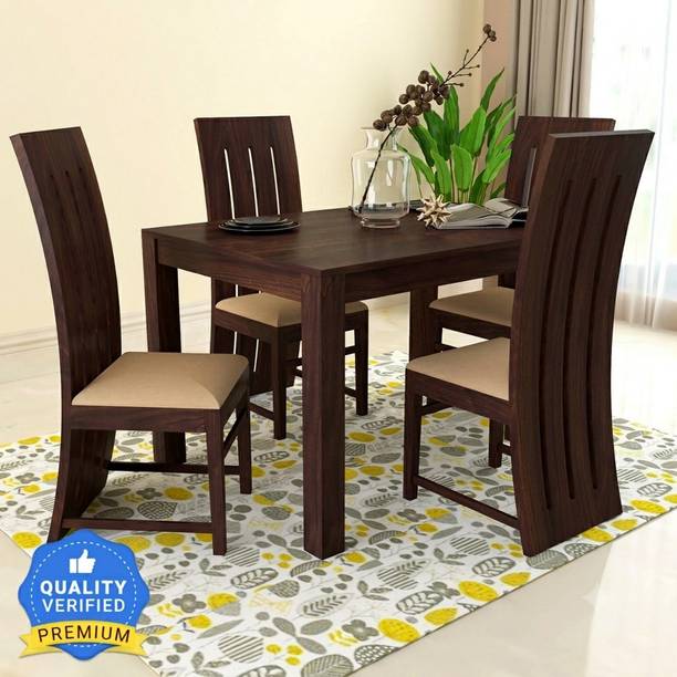 WOOD AFFAIR Solid Sheesham Wood Four Seater Dining Set For Dining Room/ Hotel / Café | Solid Wood 4 Seater Dining Set