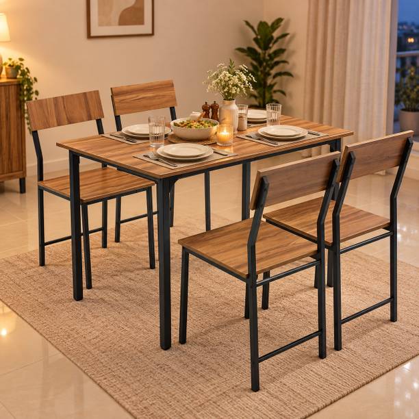 furniba Seater Dining Set | Dining Table Set with 4 Chairs | Modern Dining set Metal 4 Seater Dining Set