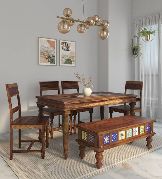 AvishWood Solid Wood 6 Seater Dining Set