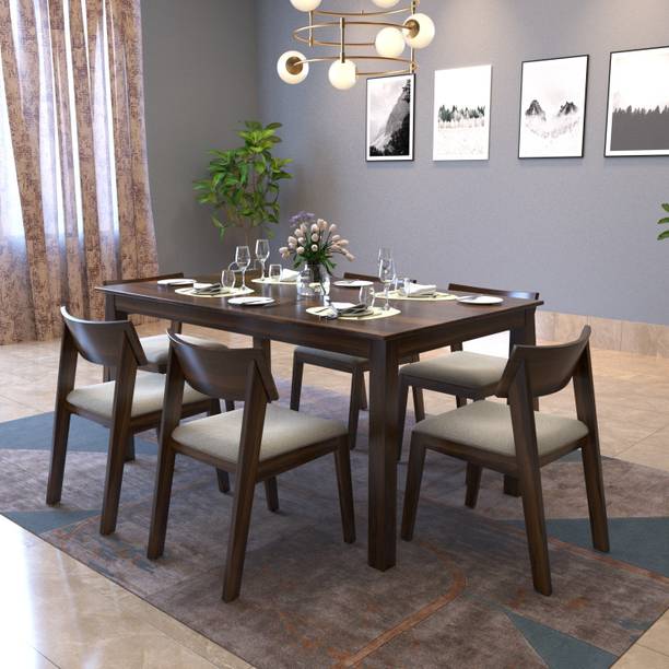 DriftingWood Liana Sheesham Wood Dining Table 6 Seater | Wooden Six Seater Dinning Table Solid Wood 6 Seater Dining Set