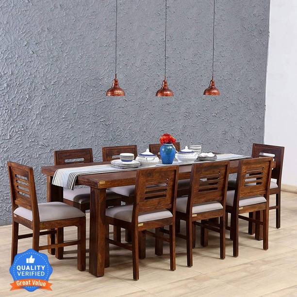 Kendalwood Furniture Dining Room Furniture Wooden Dining Table with 8 Chairs Solid Wood 8 Seater Dining Set