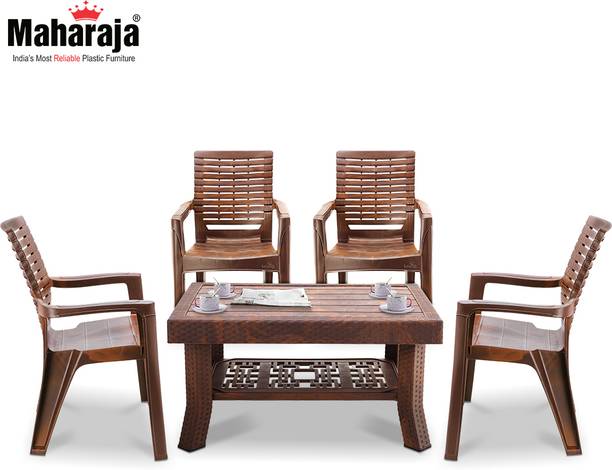 MAHARAJA Plastic Chair & Table set for Outdoor & Indoor Plastic 4 Seater Dining Set