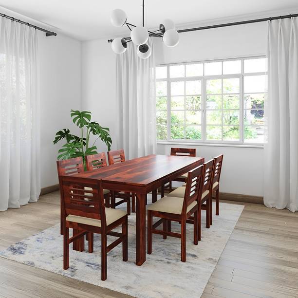 SWANGIA ARTS Solid Sheesham Wood Eight Seater Dining Set For Dining Room/ Hotel/ Kitchen | Solid Wood 8 Seater Dining Set