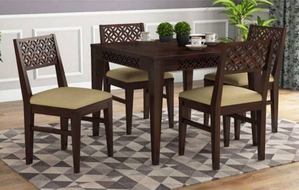 Divine Arts Solid Wood 4 Seater Dining Table With 4 Chairs Dining Room Furniture/Hotel Solid Wood 4 Seater Dining Set