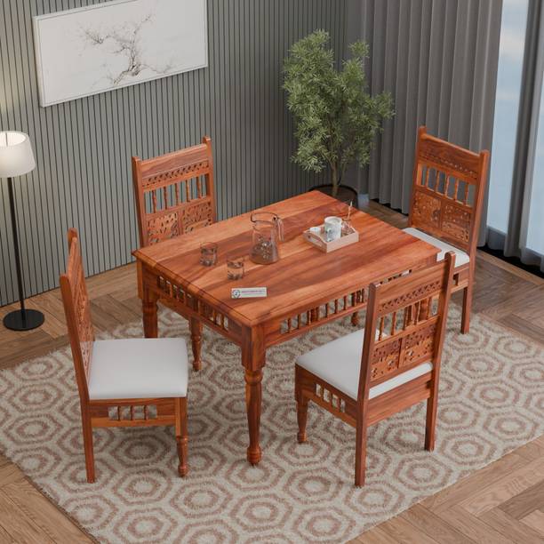 jangid Handicraft Wooden Dining Table with Chairs | Dining Table Set of 4 for Home Solid Wood 4 Seater Dining Set