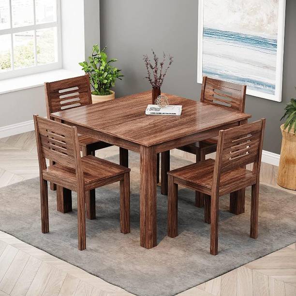 CLANECRAFT Solid Sheesham Wood Four Seater Dining Set For Dining Room/ Hotel | Solid Wood 4 Seater Dining Set