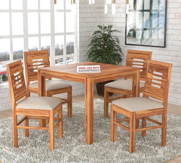 Shree Jeen Mata Enterprises SJME Solid Sheesham Wood Four Seater Dining Set For Dining Room , Restaurant Solid Wood 4 Seater Dining Set