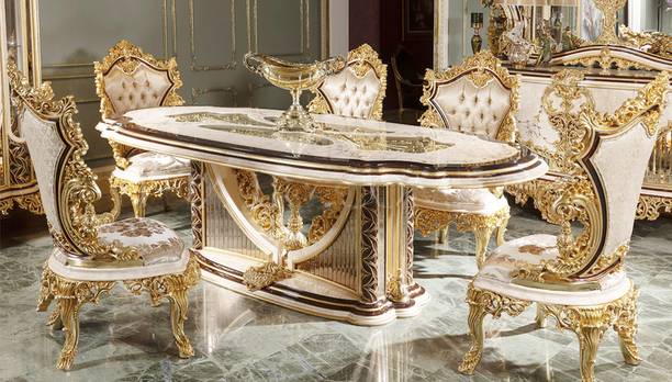 alishaank ALAINA TURKISH STYLE TEAK WOOD 8 SEATER DINING SET FOR LIVING ROOM | DINING ROOM Solid Wood 8 Seater Dining Set