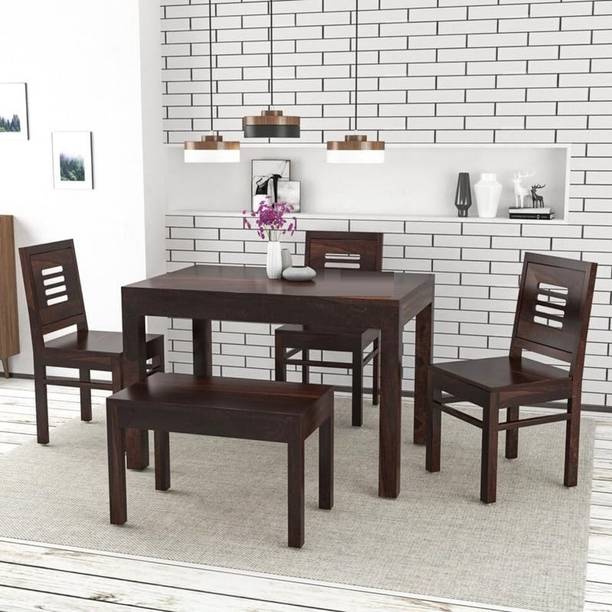 TRUE FURNITURE Sheesham (Rosewood) Solid Wood 4 Seater Dining Set