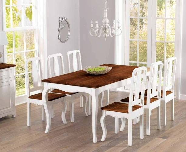 APRODZ Solid Wood 6 Seater Dining Set