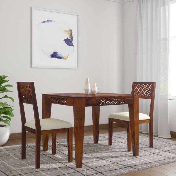 Taskwood Furniture Solid Wood Sheesham Wood 2 Seater Dining Table With 2 Chairs For Dining Room Solid Wood 2 Seater Dining Set