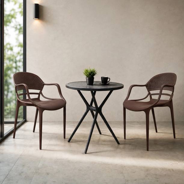 Diya Bingo Round and Sunset Dining Table Set for Home Garden Cafeteria Restaurant Plastic 2 Seater Dining Set
