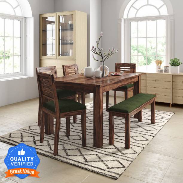 Flipkart Perfect Homes PureWood Sheesham 6 Seater Dining Set with Bench