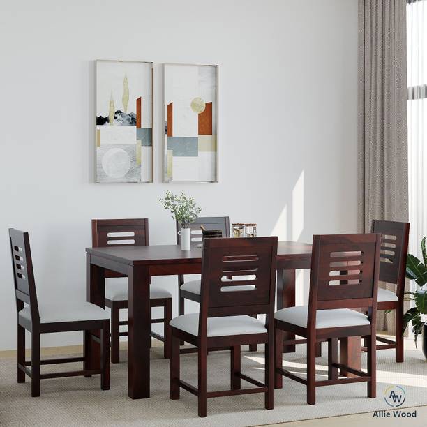 Allie Wood Sheesham (Rosewood ) Solid Wood 6 Seater Dining Set