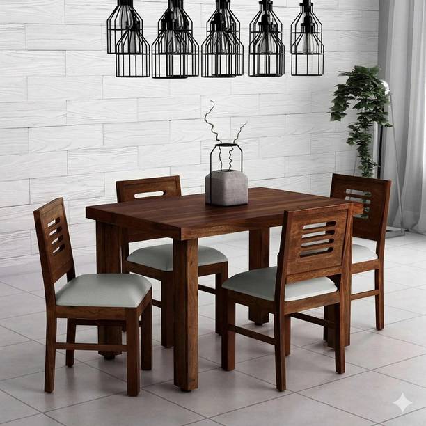 Shree Jeen Mata Enterprises Solid Wood Dining Table Set|Wooden 4 Seater Dining Set|Sheesham Wood Dining Set| Solid Wood 4 Seater Dining Set